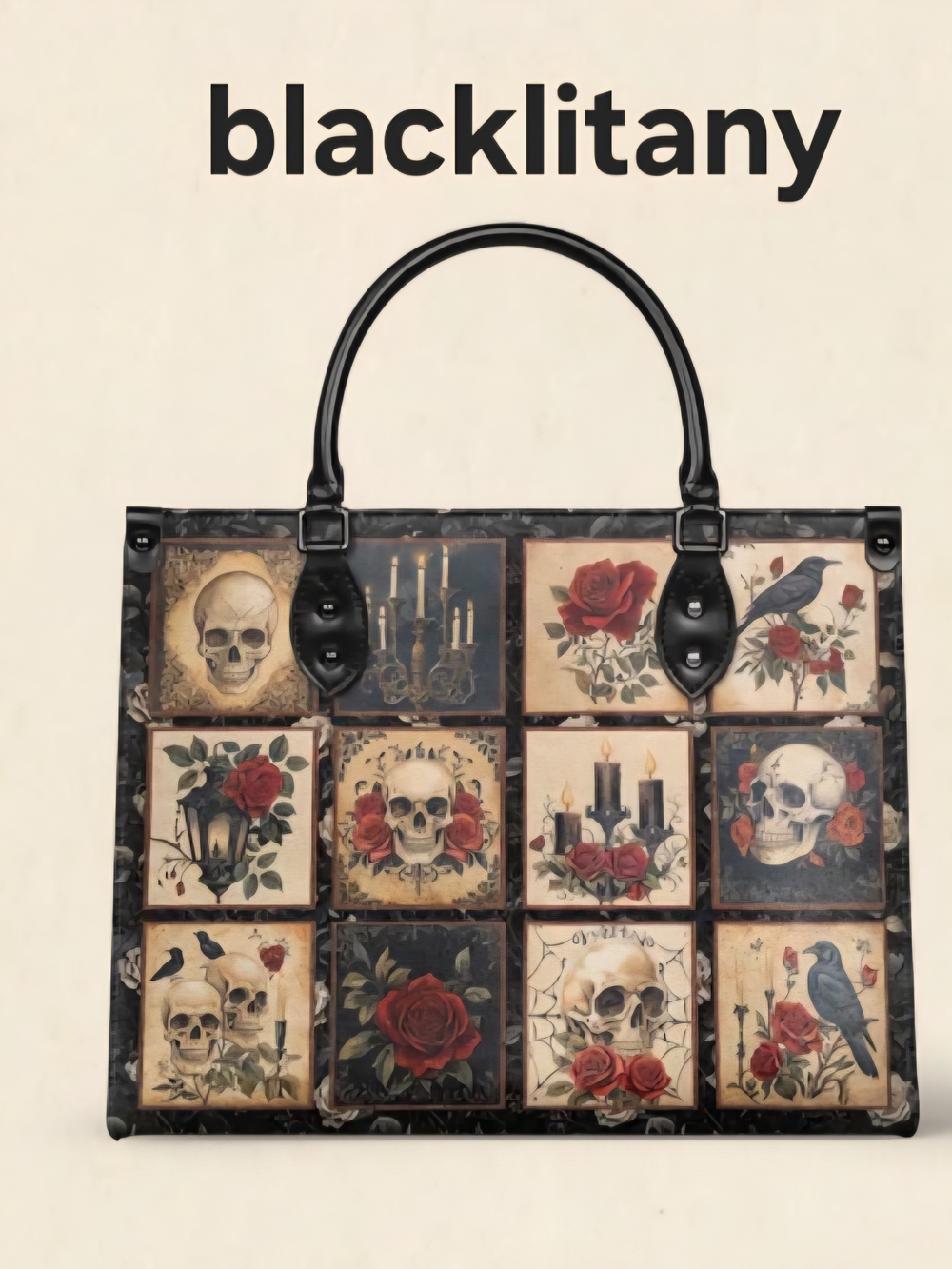 Black Gothic Skull & Rose Shoulder Bag